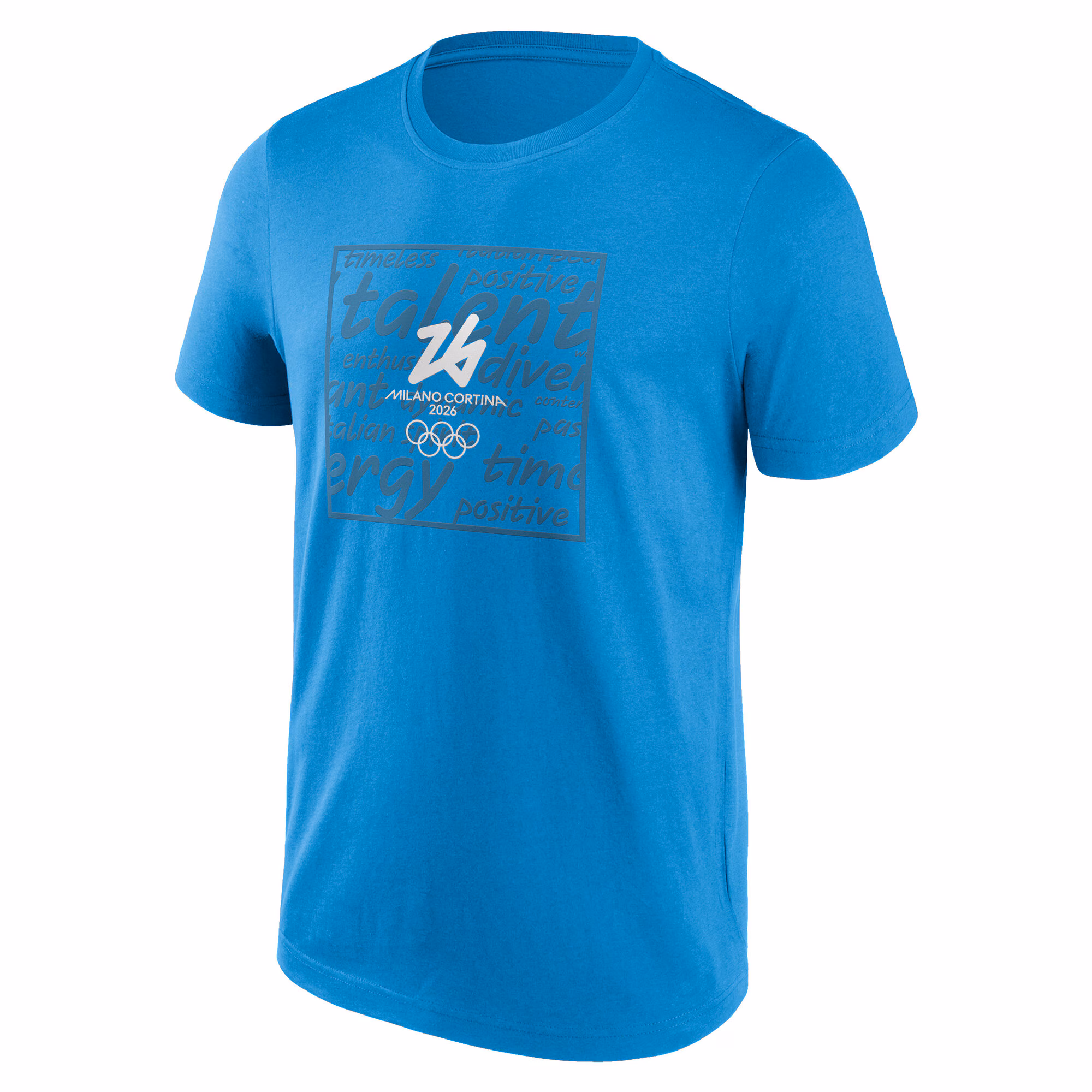 Milano Cortina 2026 Olympics Values Outline Box Graphic T-Shirt - Blue