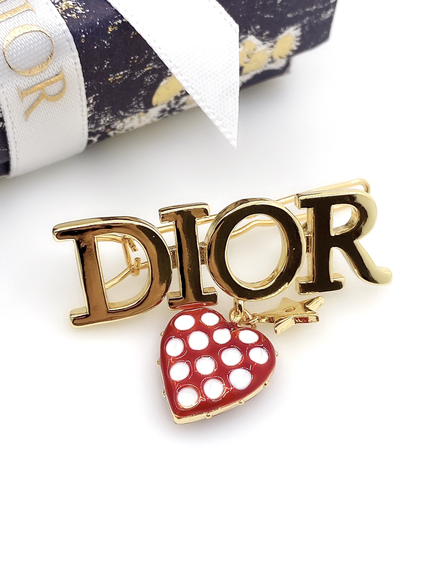 TOP Christian Dior Strawberry Barrette - Gold