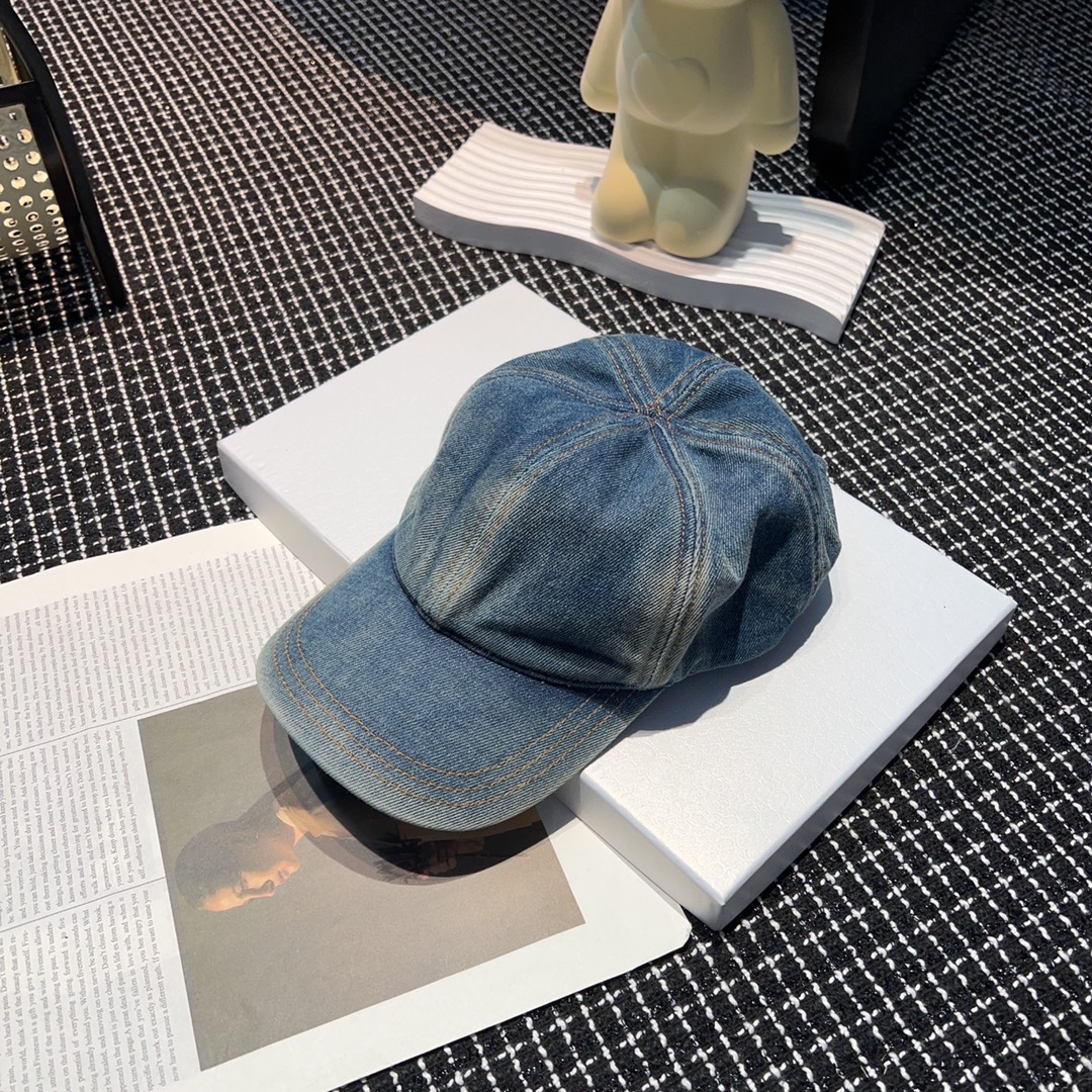 TOP PRADA Peaked Cap - Denim Blue