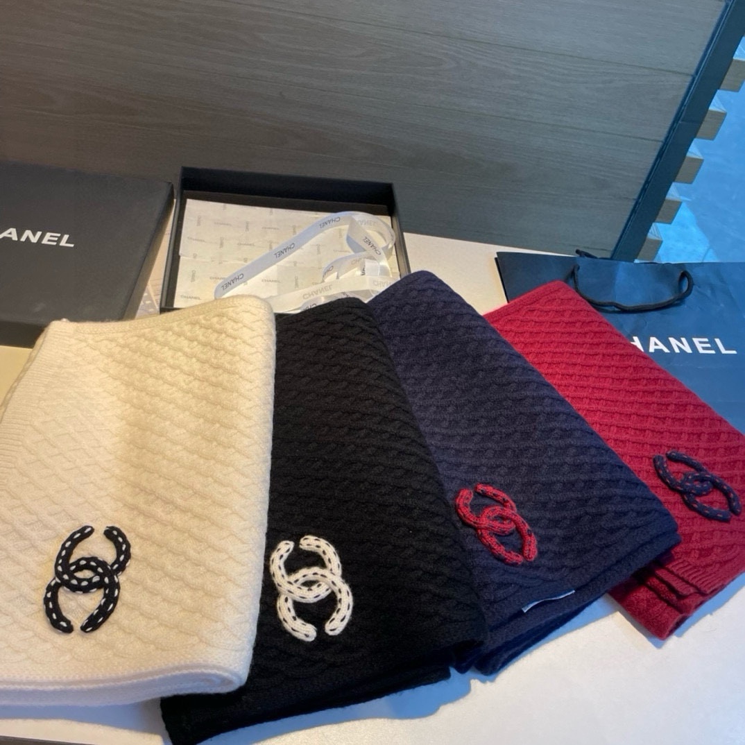TOP CHANEL Cashmere Shawl Scarf 32x170 cm - 4 Color