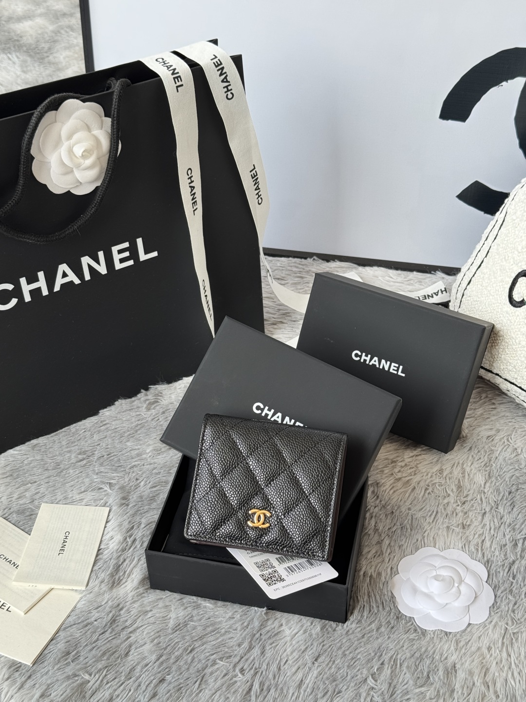 TOP CHANEL Wallets Calfskin/Lambskin 12x12x3cm - Black&GHW/SHW
