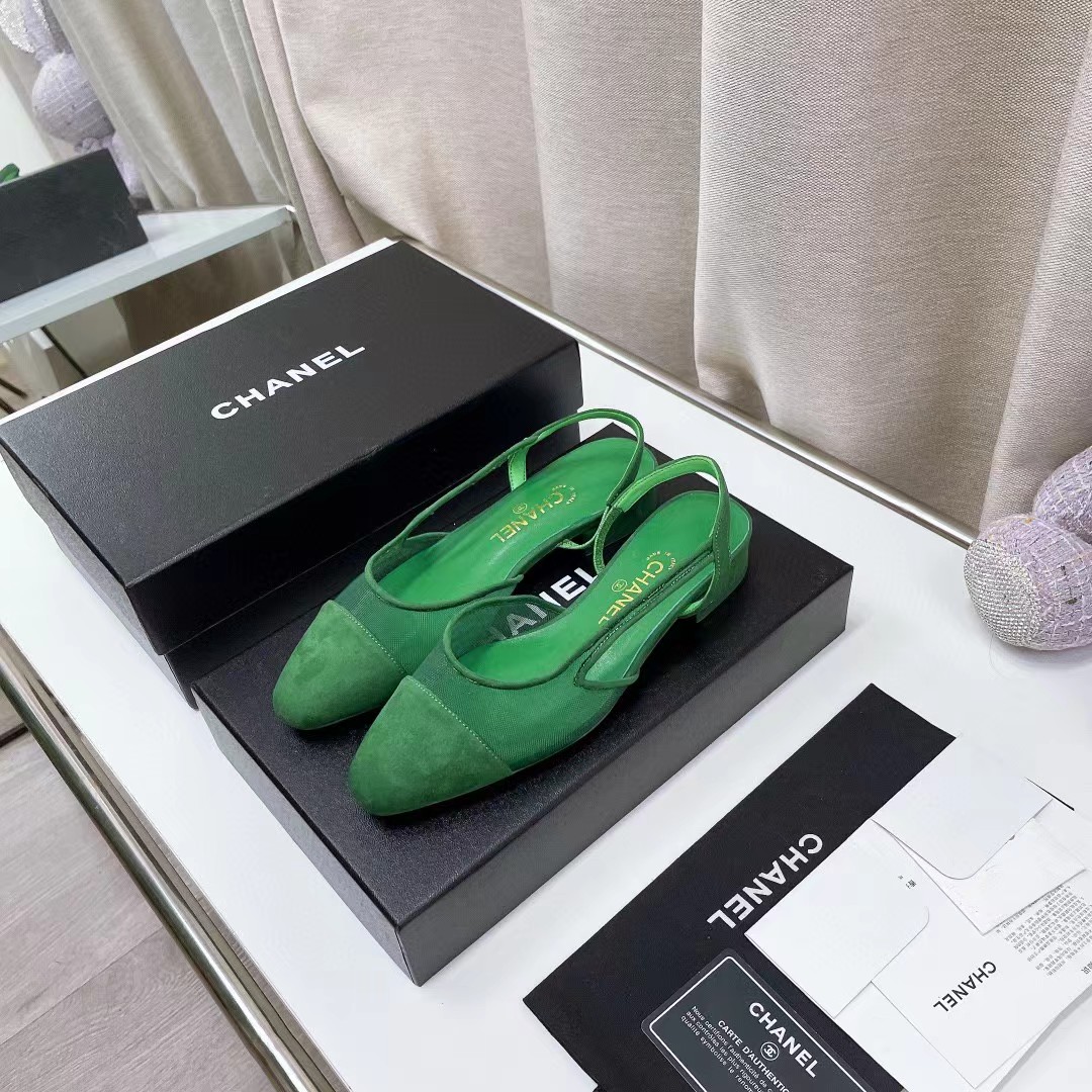 TOP CHANEL Leather Mules Shoes - Green