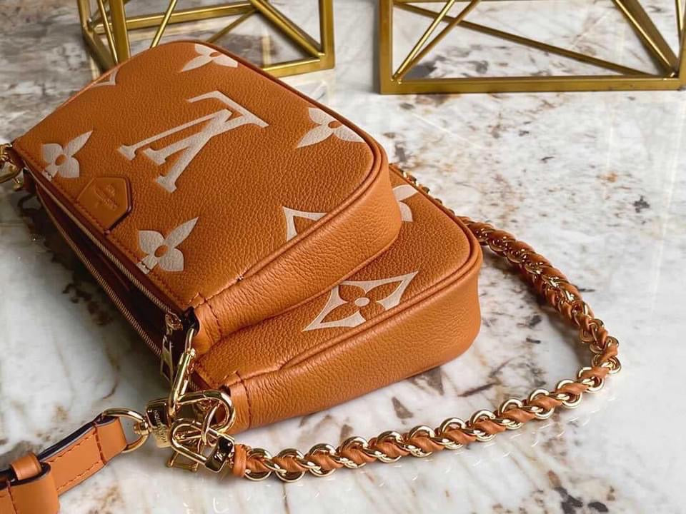 TOP Louis Vuitton LV  Multi Pochette Empreinte Bi-Color Bag 21X12X3cm- Brown & White