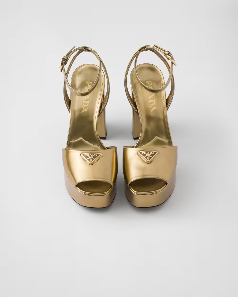 TOP PRADA Metallic Leather Platform Sandal - 2 Colour