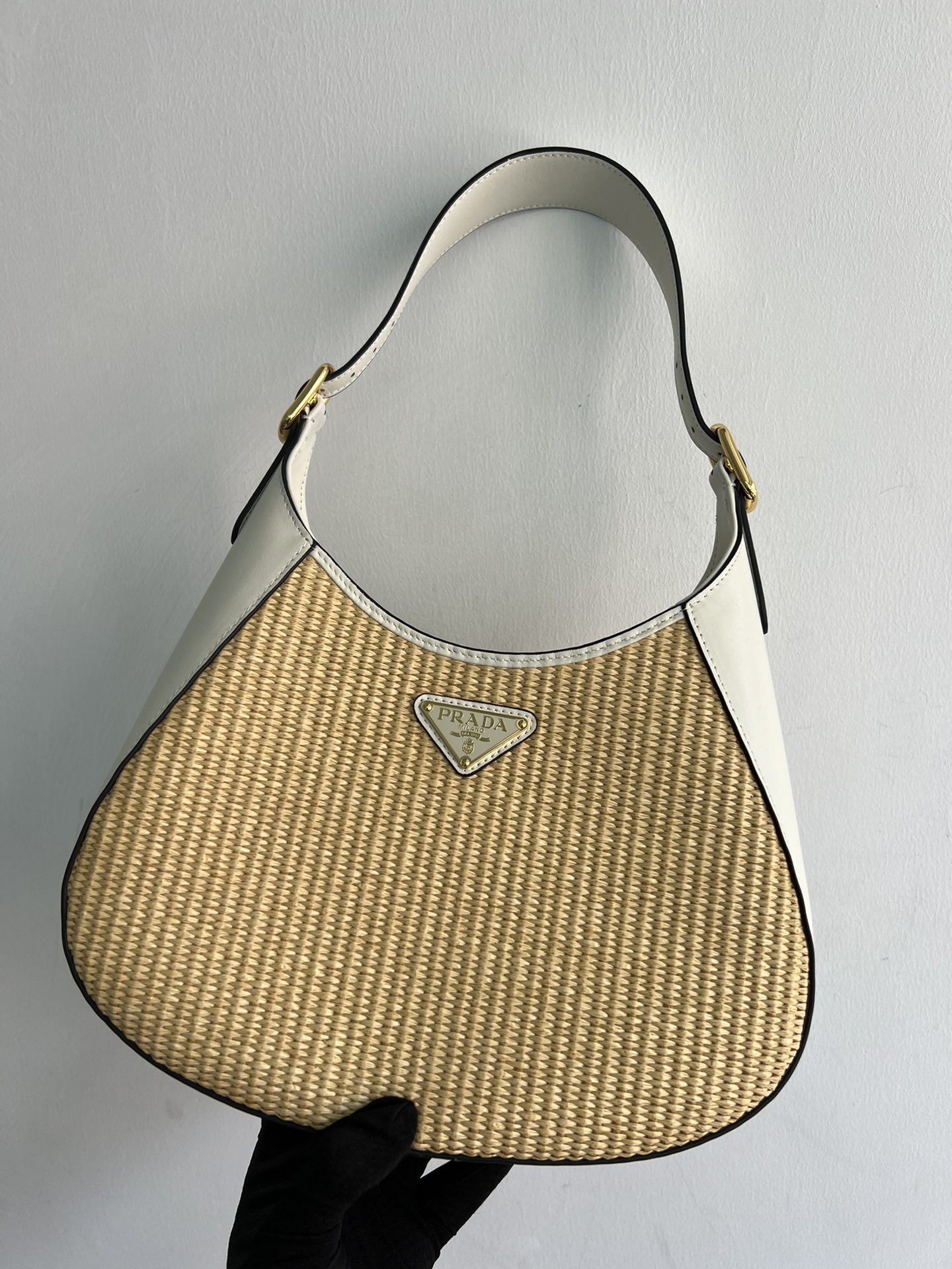 TOP PRADA Cleo New Straw Bag 27x19x5cm