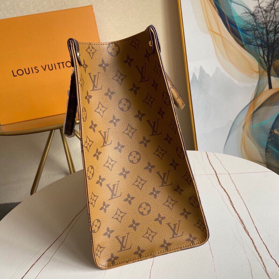 TOP Louis Vuitton LV On The Go Reverse Monogram Large Tote 41*34*19cm-Brown