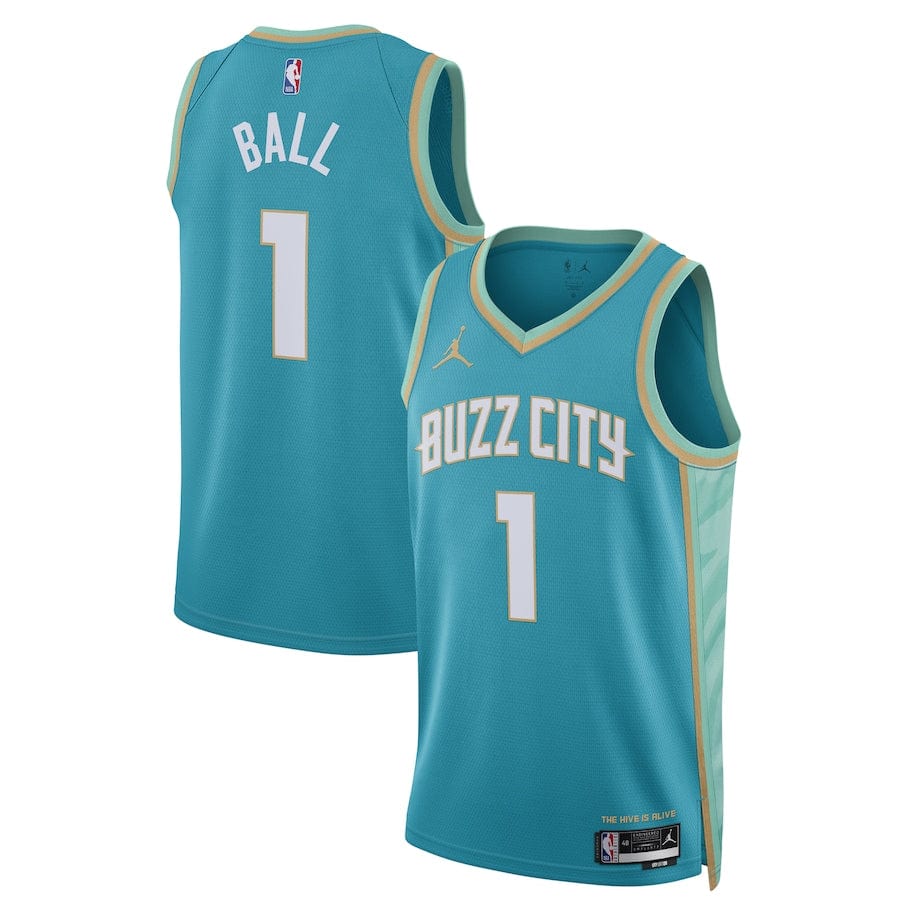 Charlotte Hornets LaMelo Ball Jordan  Teal2023-2024 season Jersey - City Edition