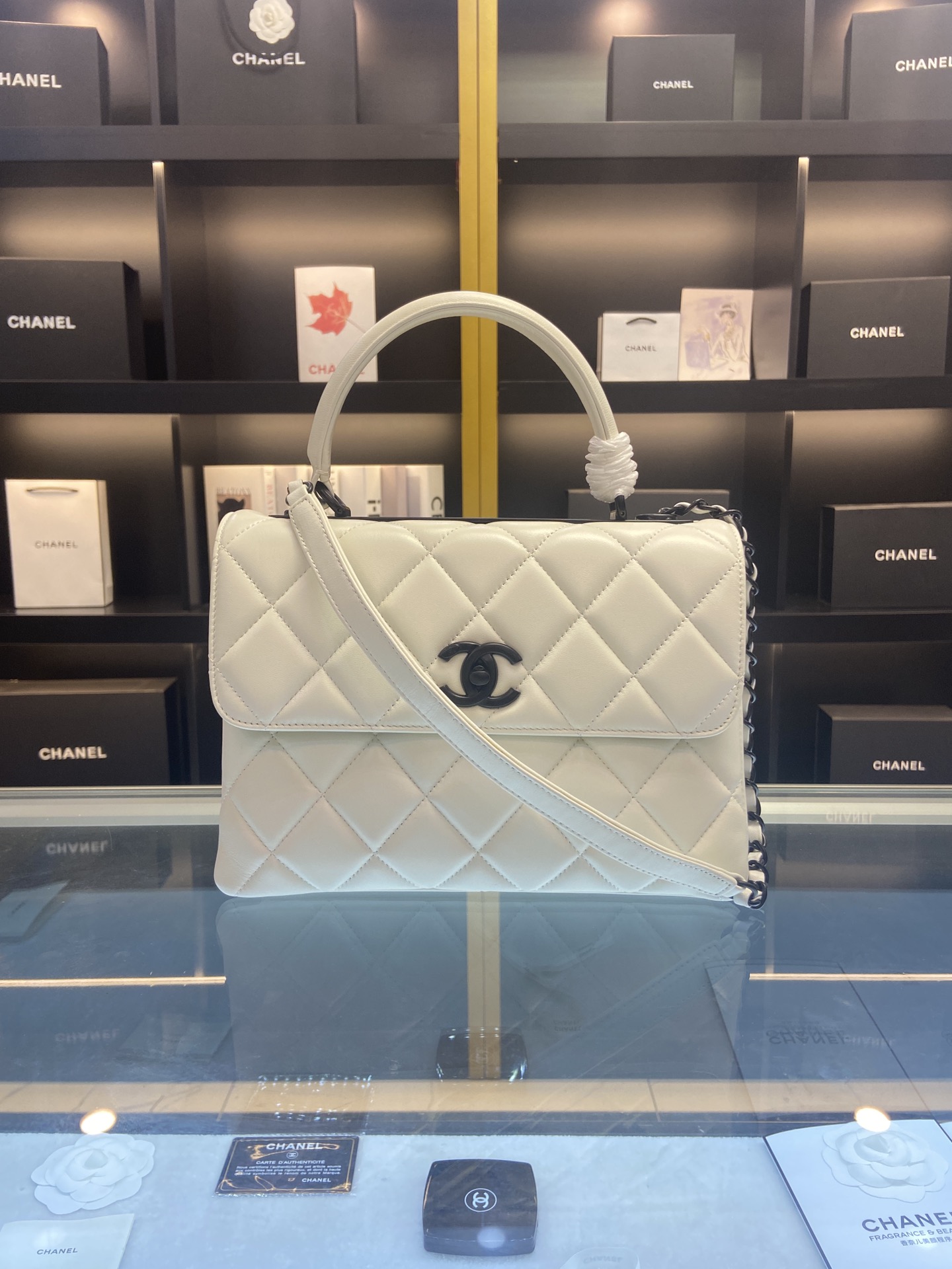 TOP CHANEL Trendy CC Handle Bag 25×12×17CM - White