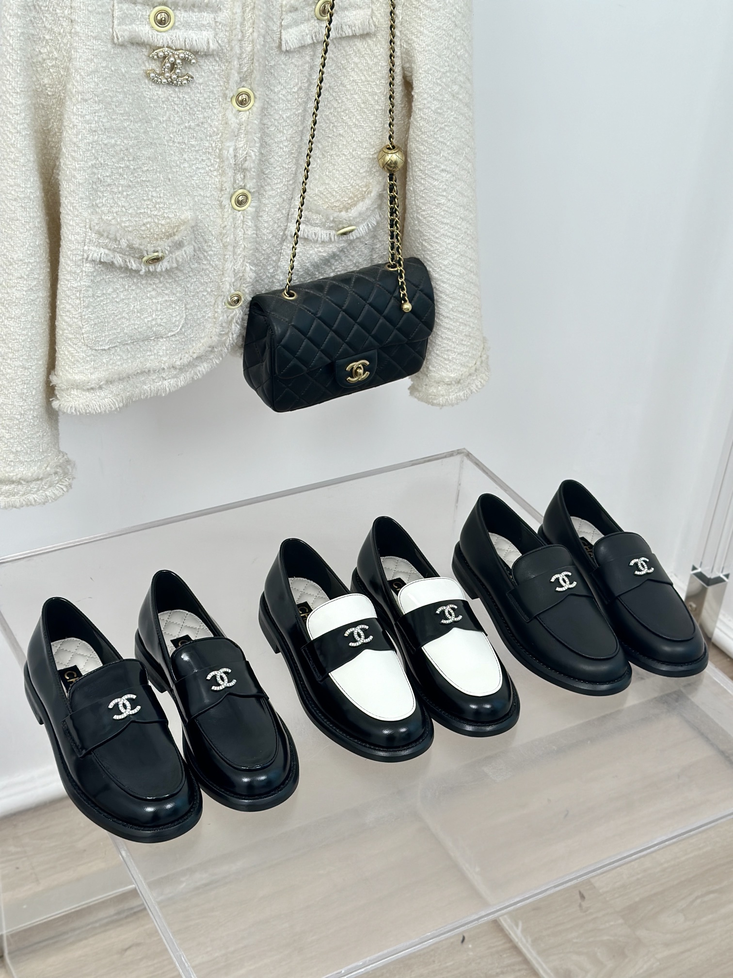 TOP CHANEL Color Matching Thick-soled Loafers with Silver CC Buckle  - 3 Color