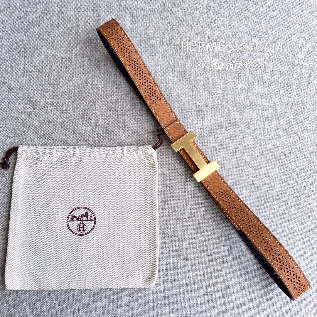 TOP HERMES Double Sided Waistband - 2.5CM - GHW/SHW