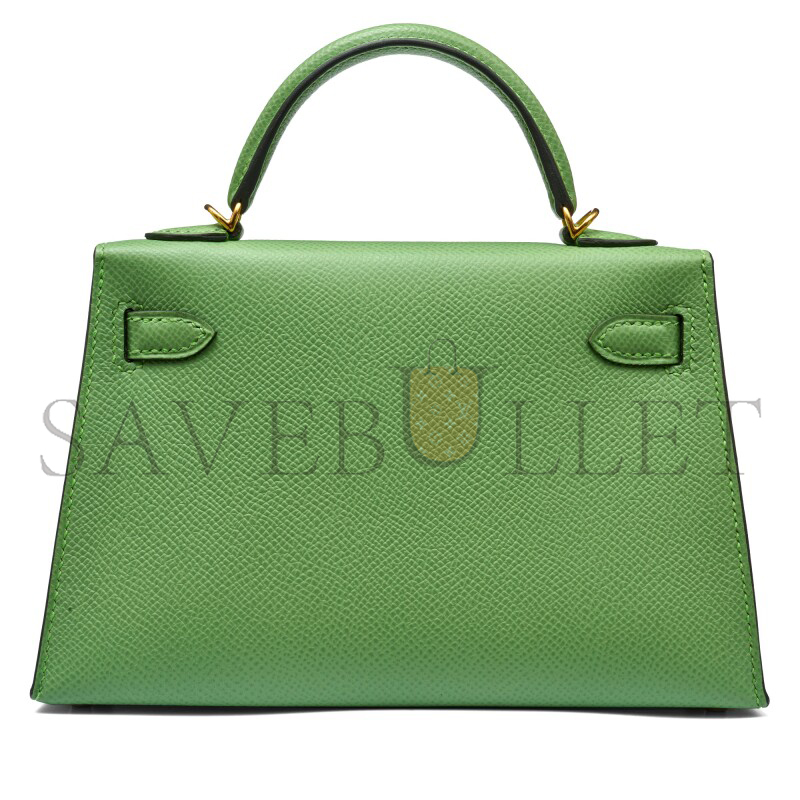 HERMÈS VERT CRIQUET EPSOM MINI KELLY II GOLD HARDWARE (19*12*5.5cm)