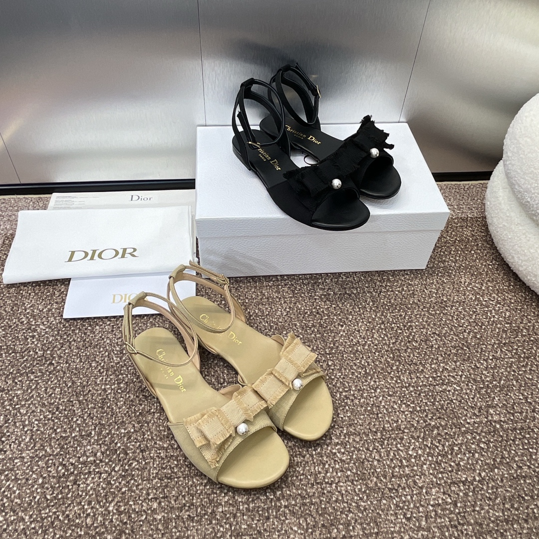 TOP Christian Dior J'ADIOR Tassel Ribbon Sandals with Pearl - 2 Color