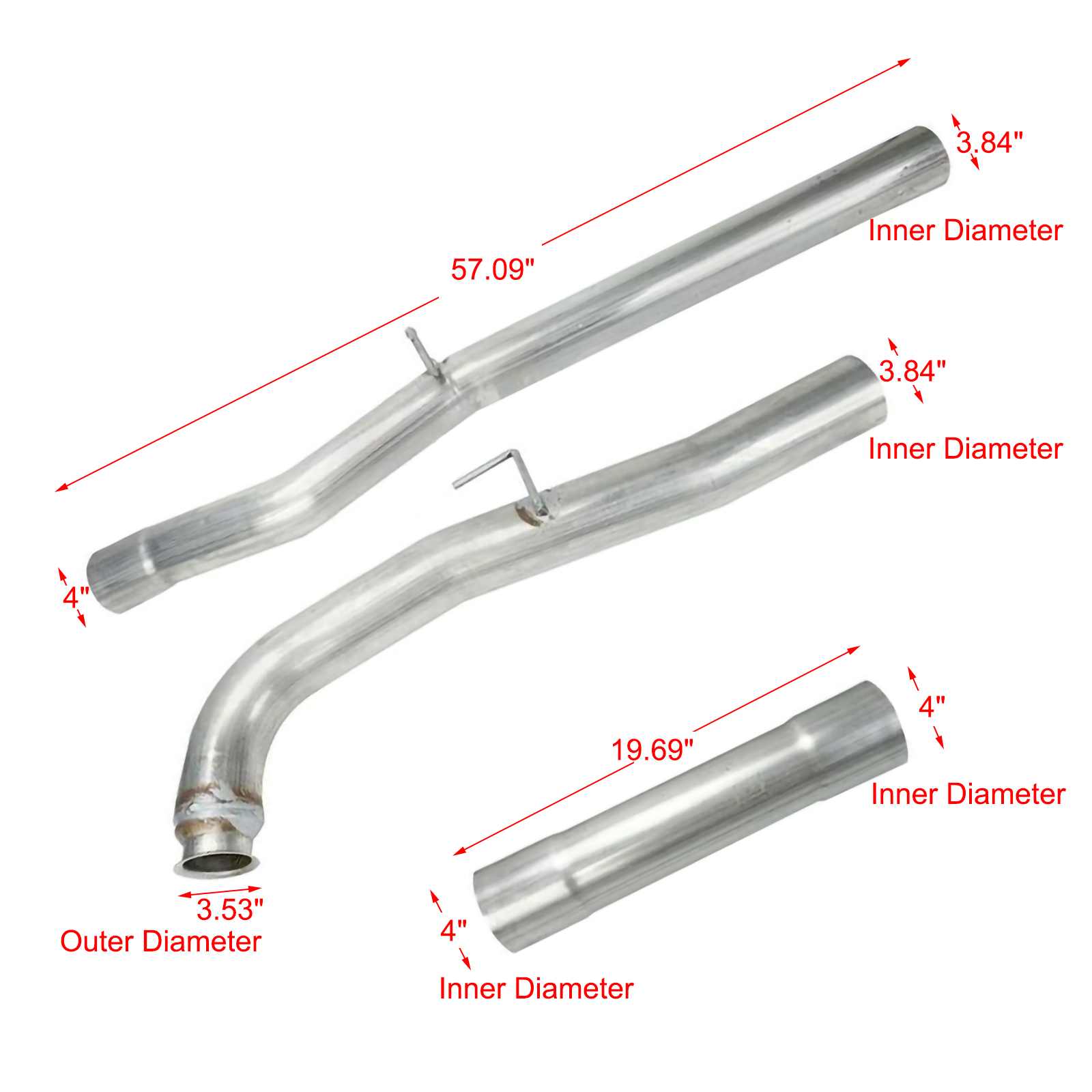 Stainless Steel Exhaust Muffler Delete Pipe Fits 2011-2015 Chevrolet Silverado GMC Sierra 2500HD 3500HD 6.6L Duramax Diesel