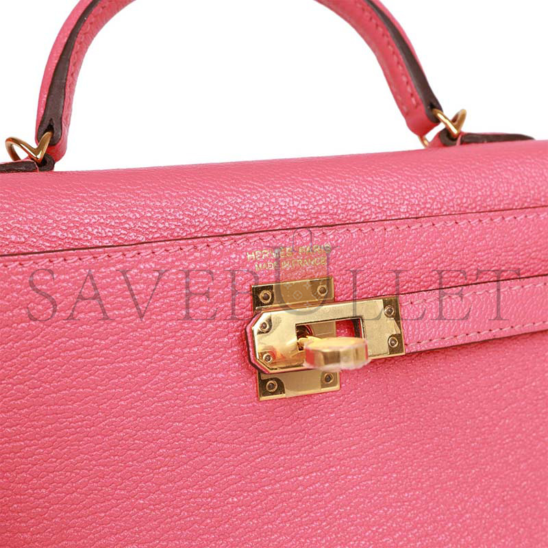 HERMES MASTER MINI KELLY ROSE LIPSTICK CHÈVRE GOLD HARDWARE (19*12*5.5cm)