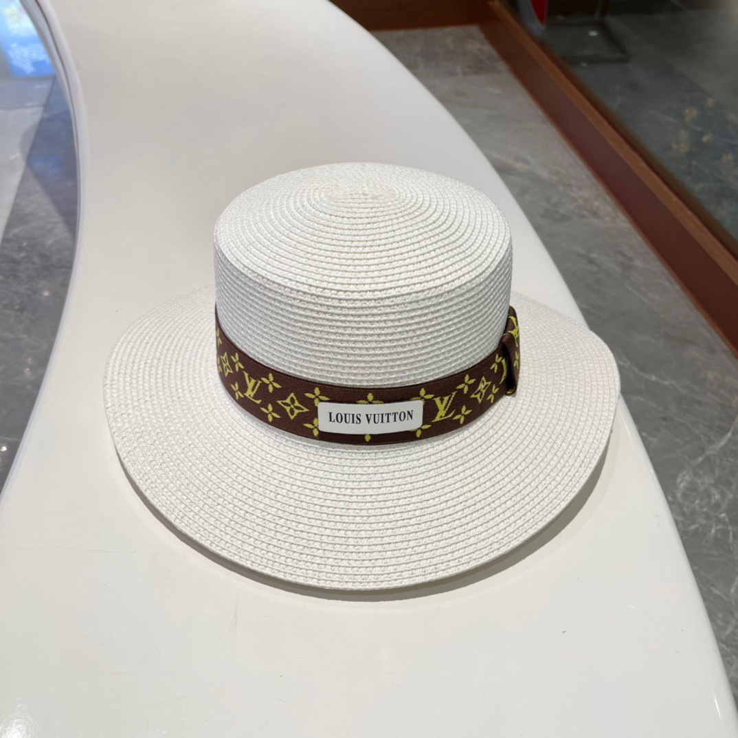 Louis Vuitton LV Flat Straw Beach Hat Sunhat （Replica）