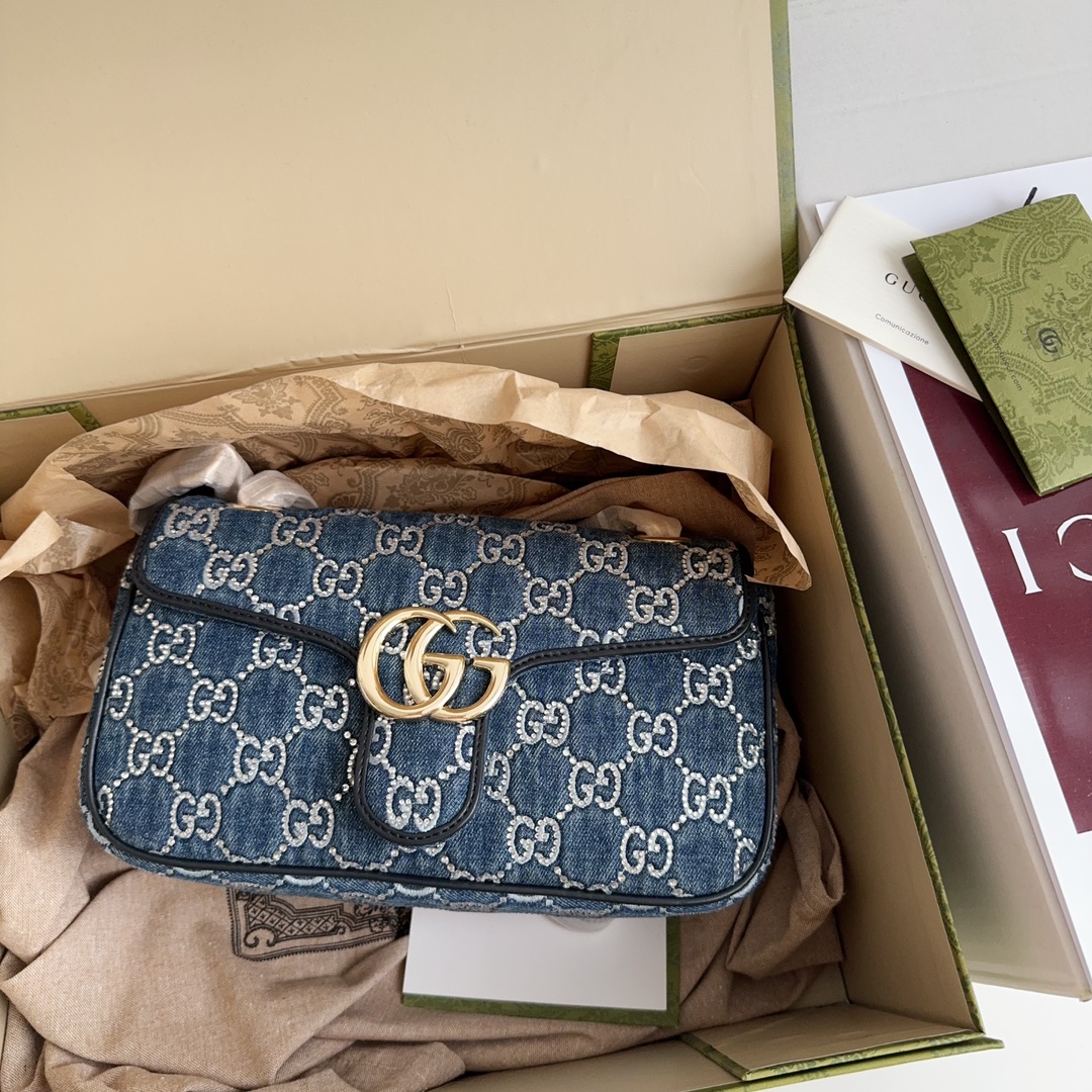 TOP GUCCI Lido GG Marmont Bags 26x15x7cm - Denim