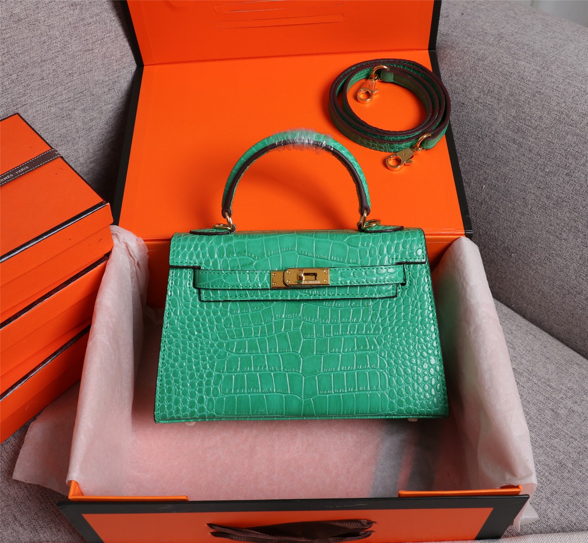 Hermès Kelly Gold Buckle Bag-Crocodile(Replica)