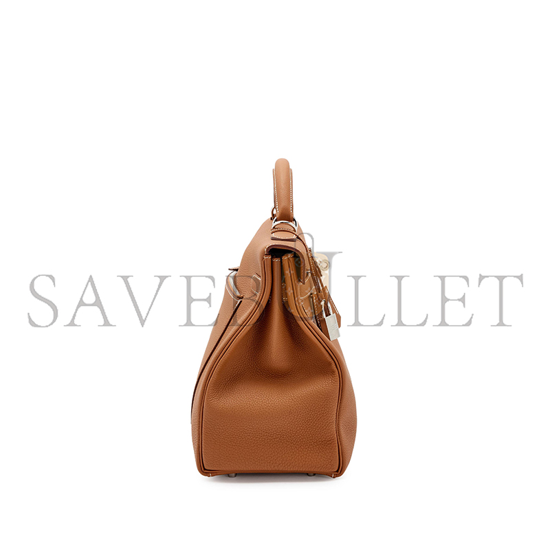 HERMES GOLD TOGO MAXI KELLY 42 RETOURNE PALLADIUM HARDWARE 19275 (42*27*17cm)