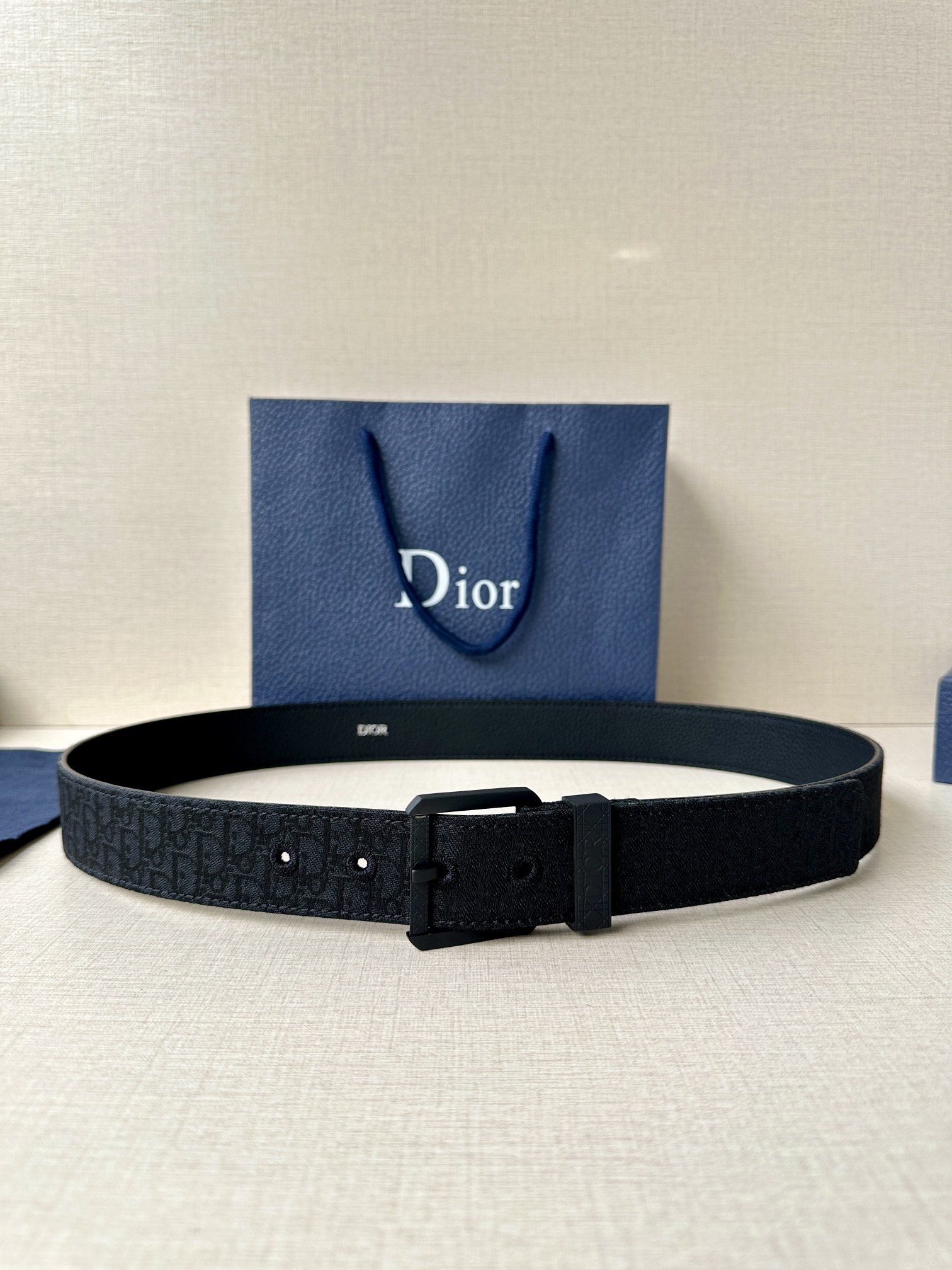 TOP Christian Dior Cowhide Belt 3.5CM - Black