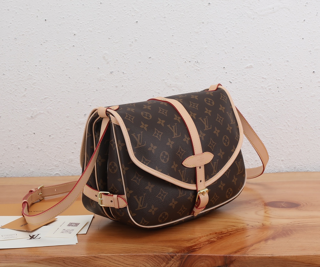 TOP Louis Vuitton LV Monogram Cowhide Diane Bag - 28x11x20cm-Brown