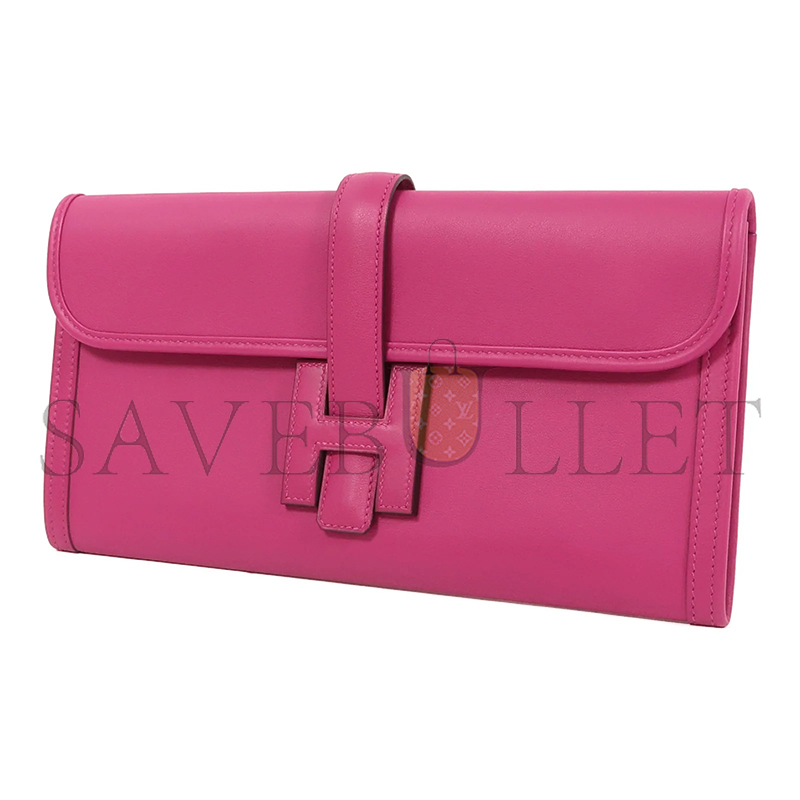 HERMES SWIFT LEATHER JIGE ELAN 29 CLUTCH BAG IN MAGNOLIA PINK (29*15.5*3cm)