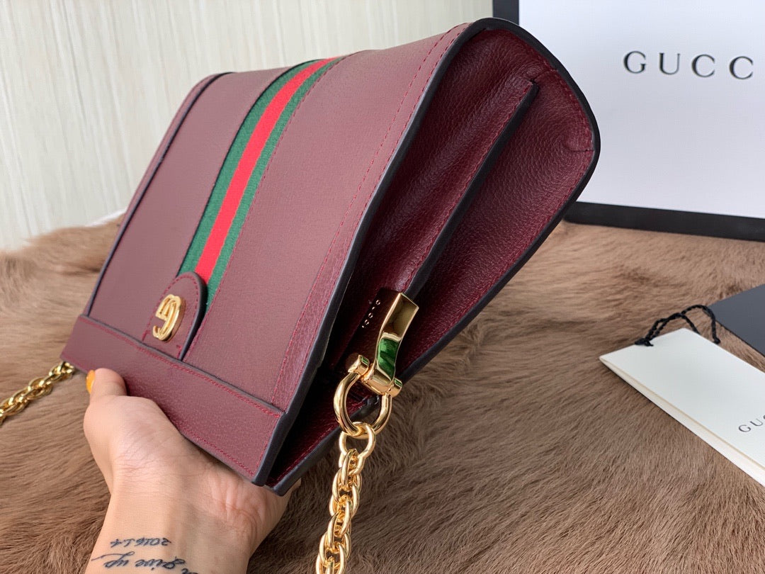 TOP GUCCI Ophidia Shoulder Bag Small - Burgundy