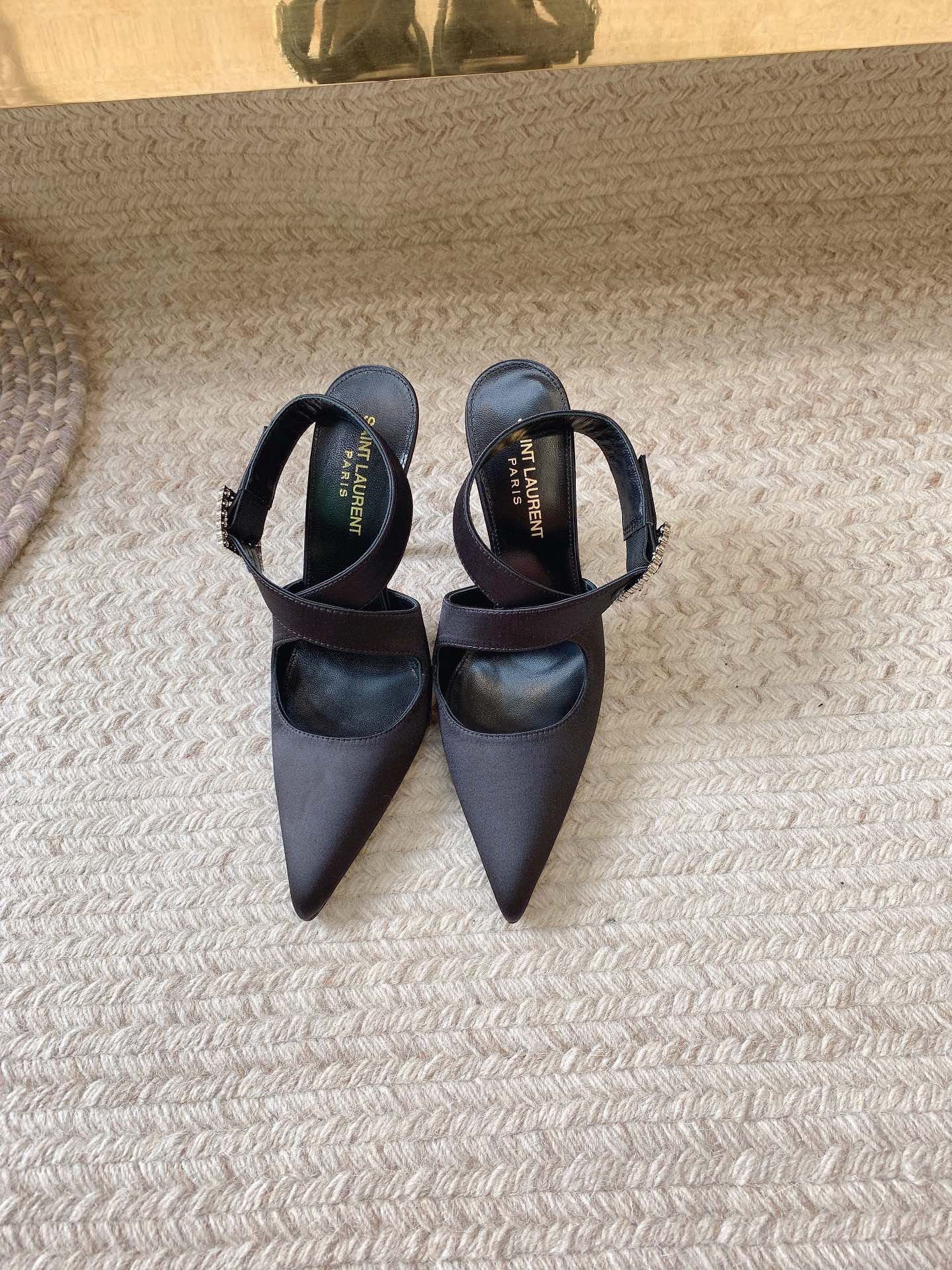 TOP Yves Saint Laurent YSL Crepe Forged High Heels - Black -11cm