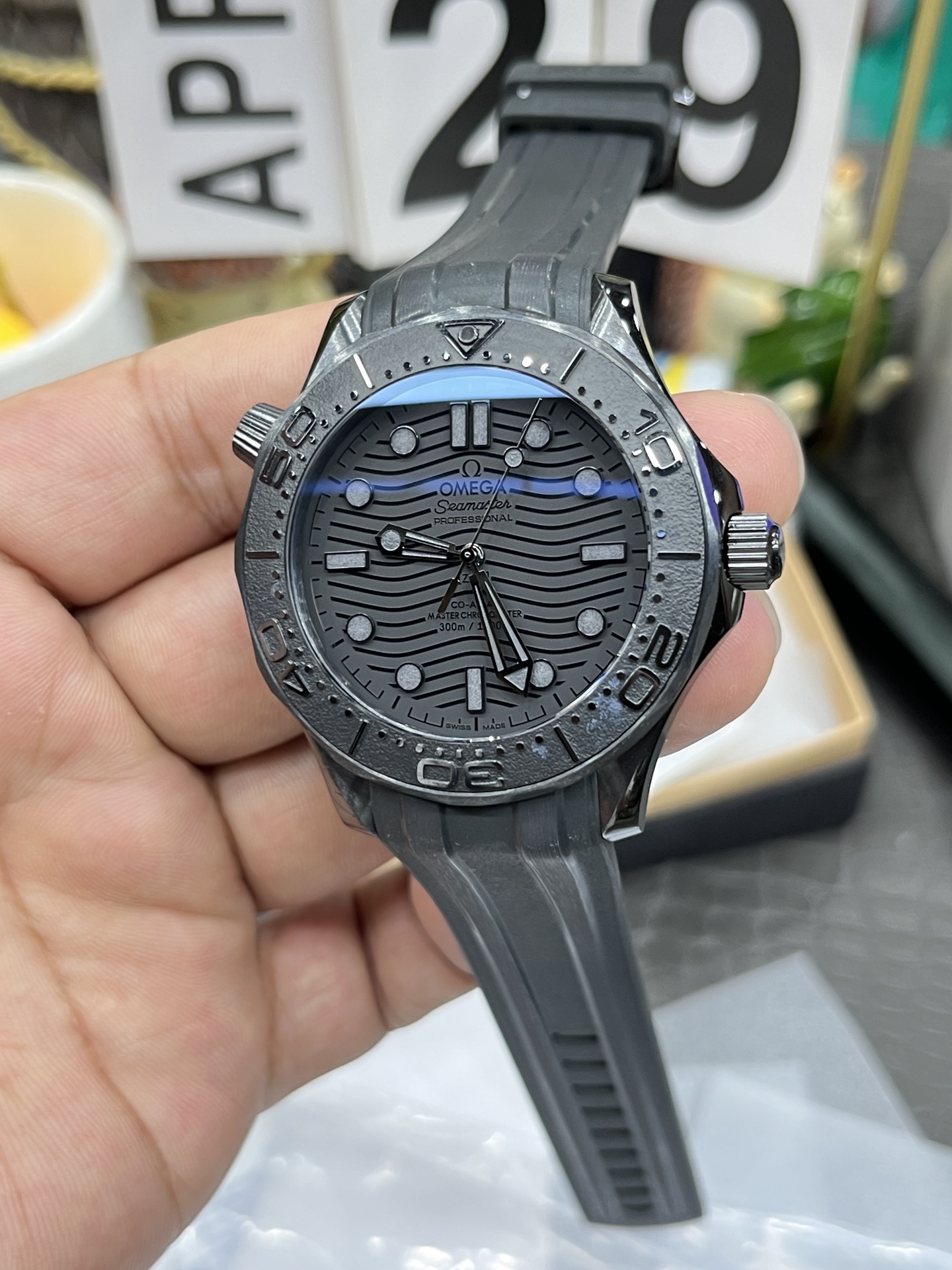 OMEGA Seamaster 300M Black Warrior Ceramic Diver Watch Rubber Strap Unisex Automatic Watch
