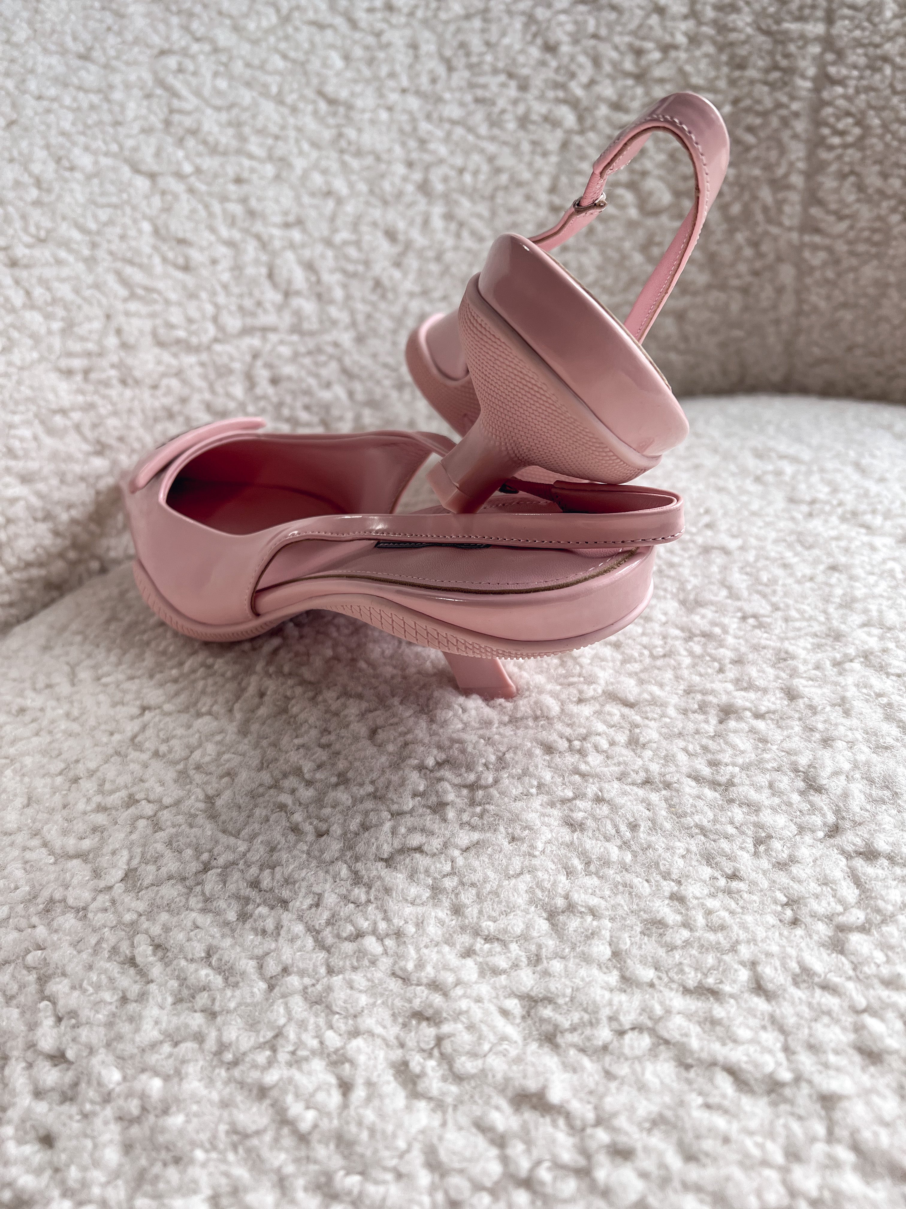 TOP PRADA Triangle Logo Kitten Heel Slingback Pump - Pink