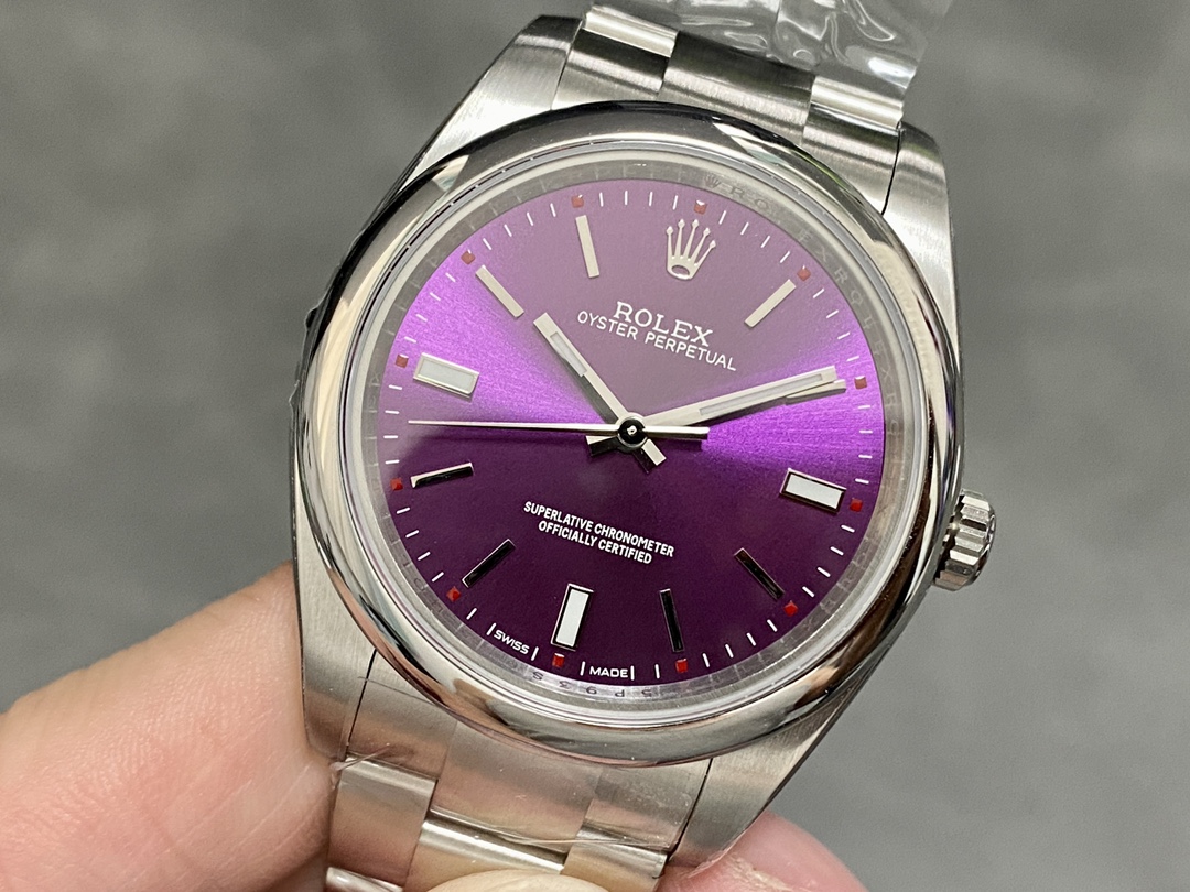TOP ROLEX Oyster Perpetual Purple Dial Watch 39mm - Sliver
