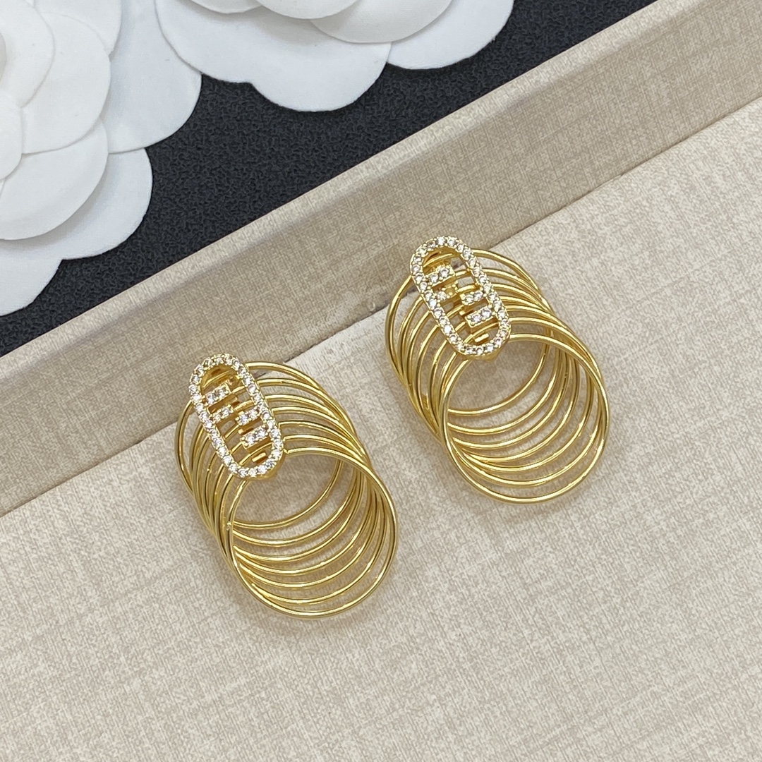 TOP FENDI FF Earrings - Gold
