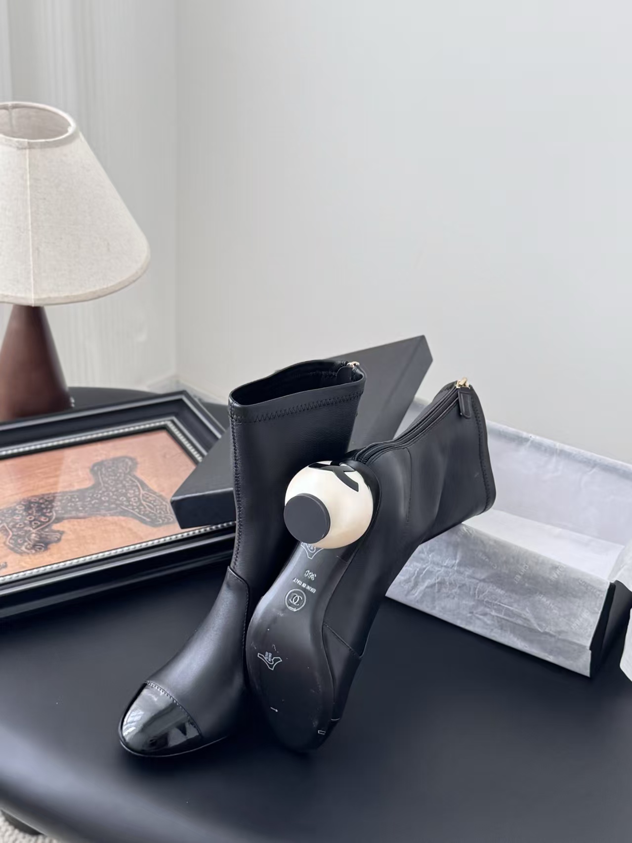 TOP CHANEL CC Mid-Calf Boots Lambskin - 2 Colour