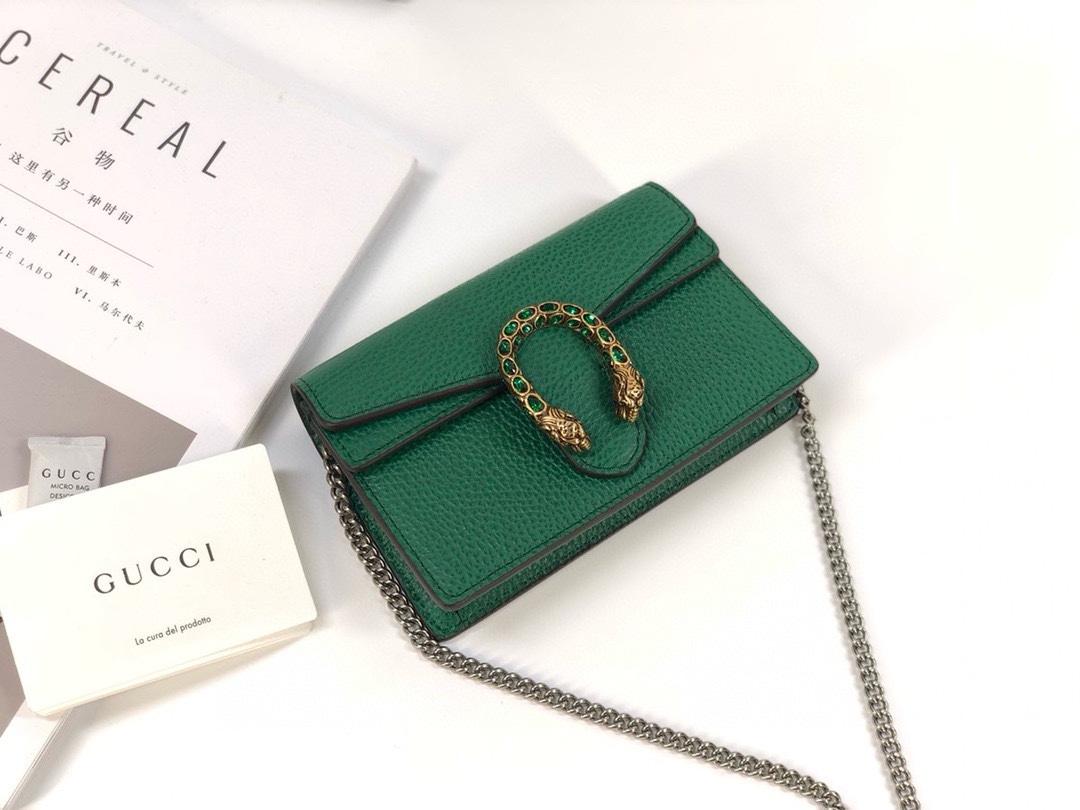 TOP GUCCI Dionysus Bag Mini Chain Bag 16.5x10x4cm - Green