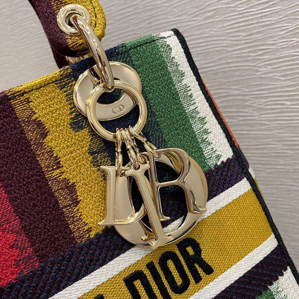 TOP Christian Dior Lady Christian Dior Bag Embroidery Multicolored Stripes