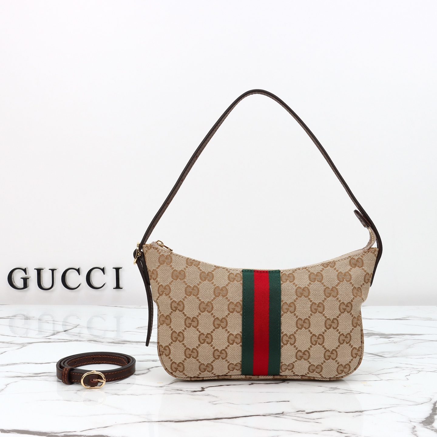 TOP GUCCI Lunetta Small Crossbody Bag 22×13×3cm - Brown