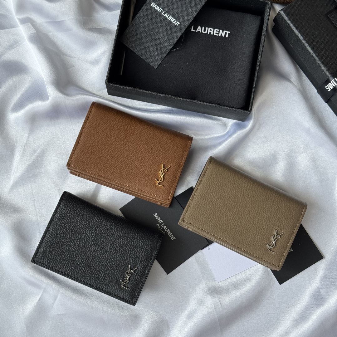TOP Yves Saint Laurent YSL Card Holder Calfskin 7.5x11x1cm - 3 Color