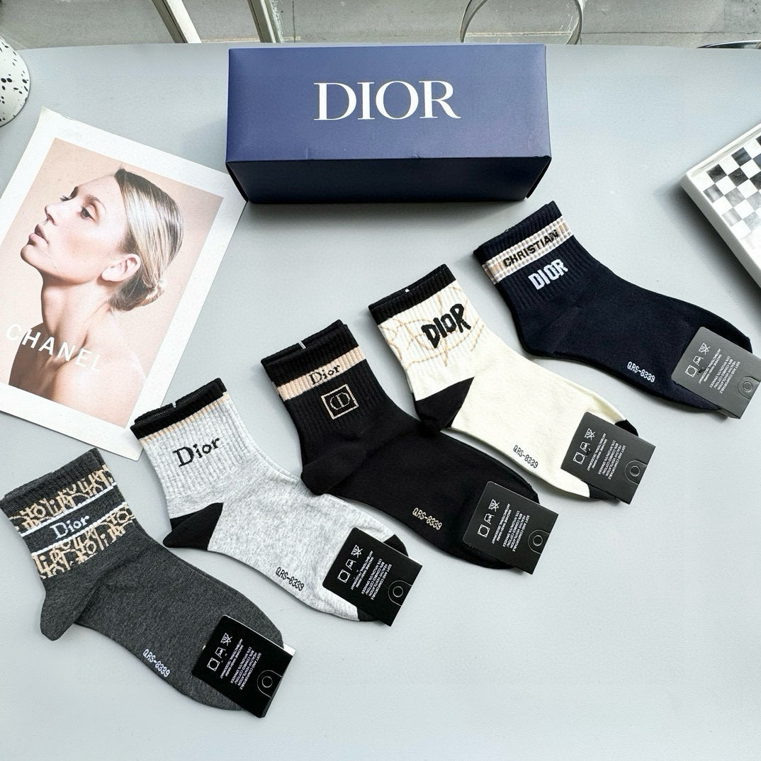 Top Christian Dior Socks - 5 Pieces as a Set