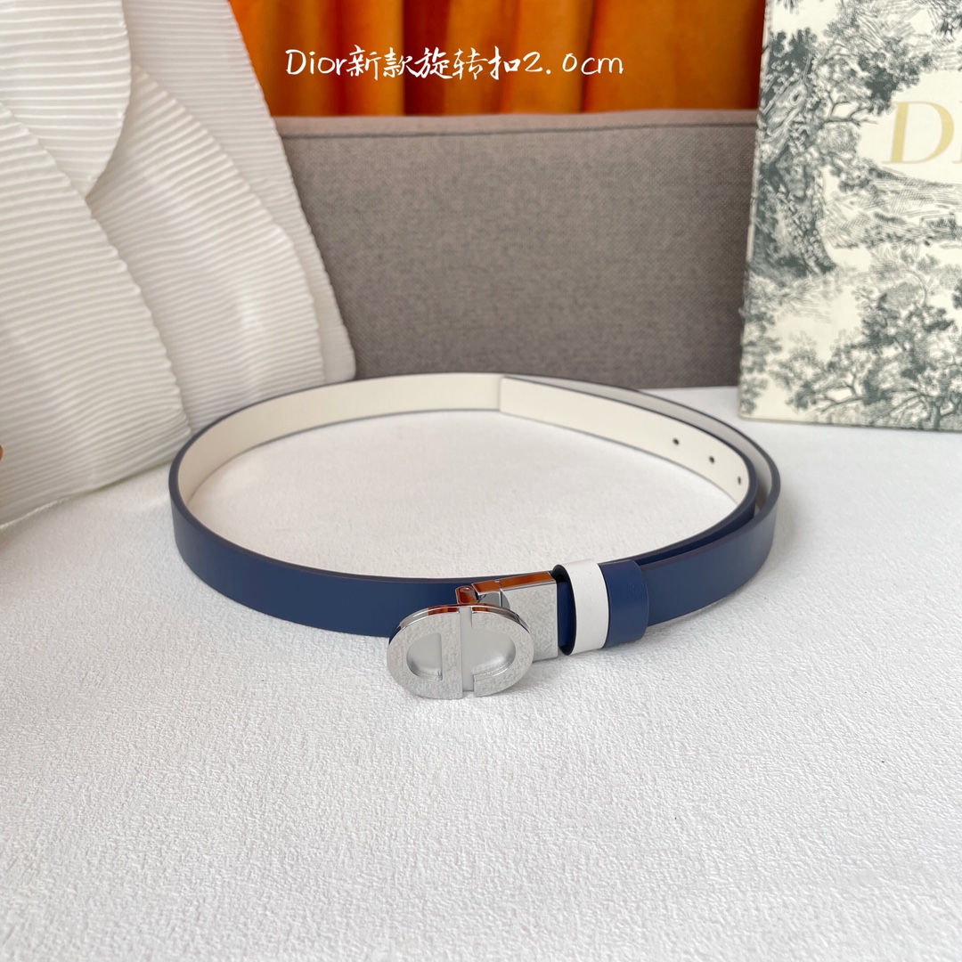 TOP Christian Dior Calfskin Double-Sided Belts 2CM - 5 Colors
