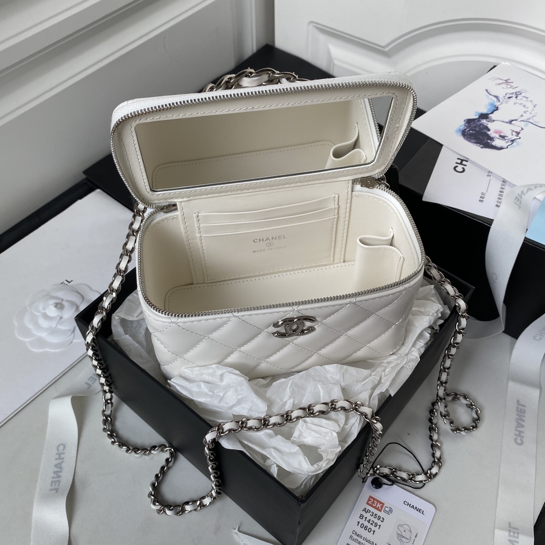 TOP CHANEL Handle Woc Single Back Crossbody Bag - 17×9.5×8cm - White&SHW