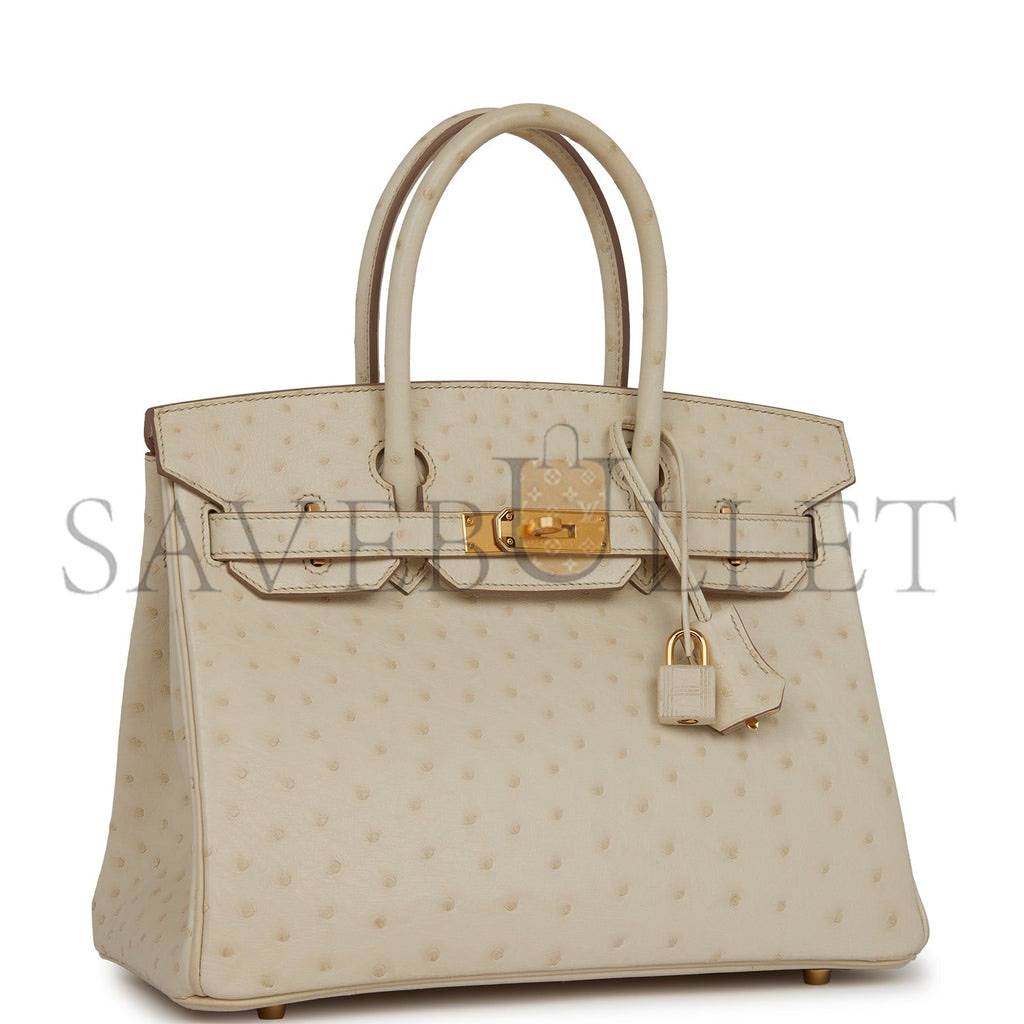 HERMES BIRKIN 30 OSTRICH PALLADIUM HARDWARE (30*22*16cm)
