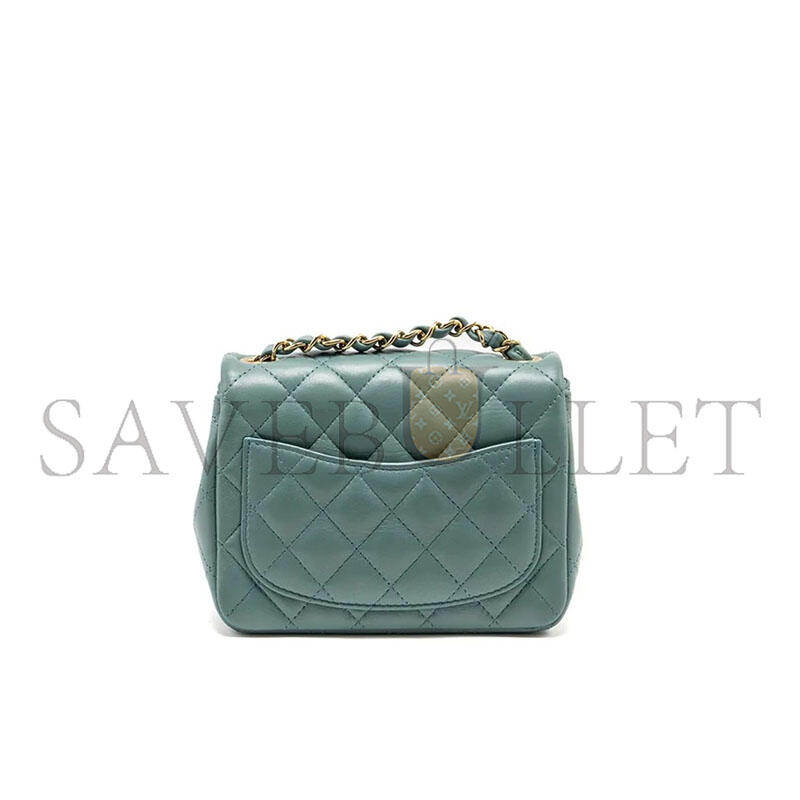 CHANEL MASTER MINI SQUARE FLAP BAG LAMBSKIN GREEN LGHW (16*13*7.5cm)