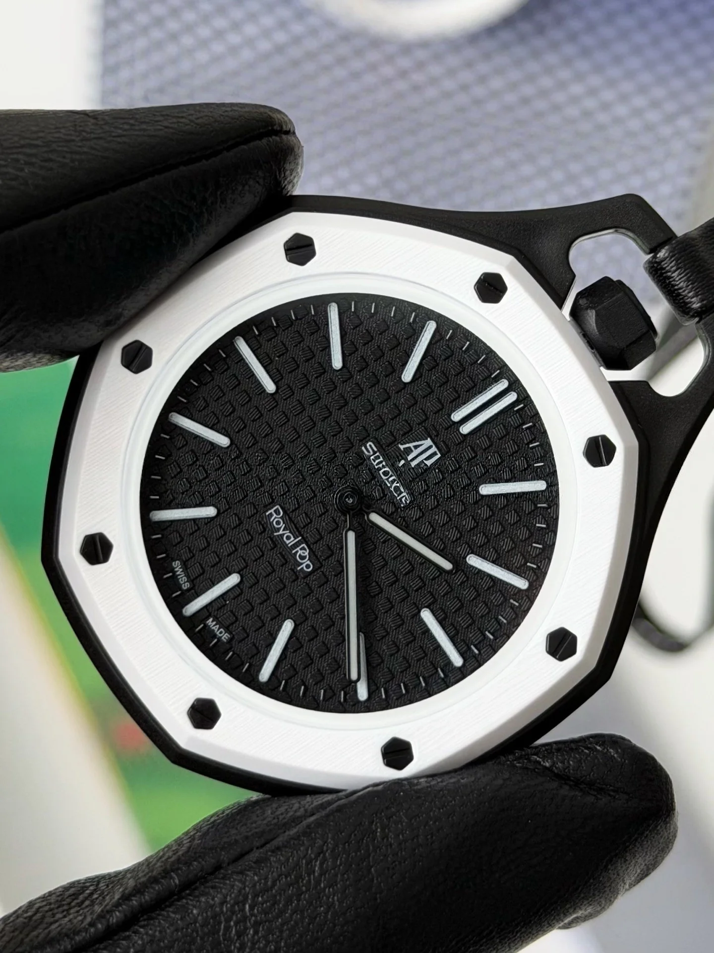 AAAWatch Octagonal Pocket Watch Pendant Quartz Watch, Detachable Rubber Strap, Textured Dial Fashion Hanging Watch with Full Gift Box Set