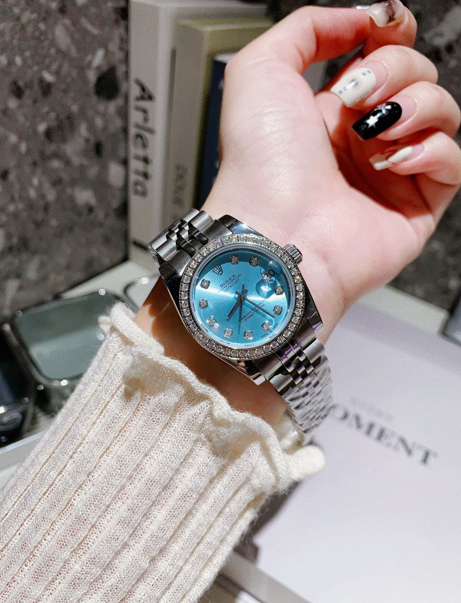 TOP ROLEX Blue Dial Watch 31mm - Sliver