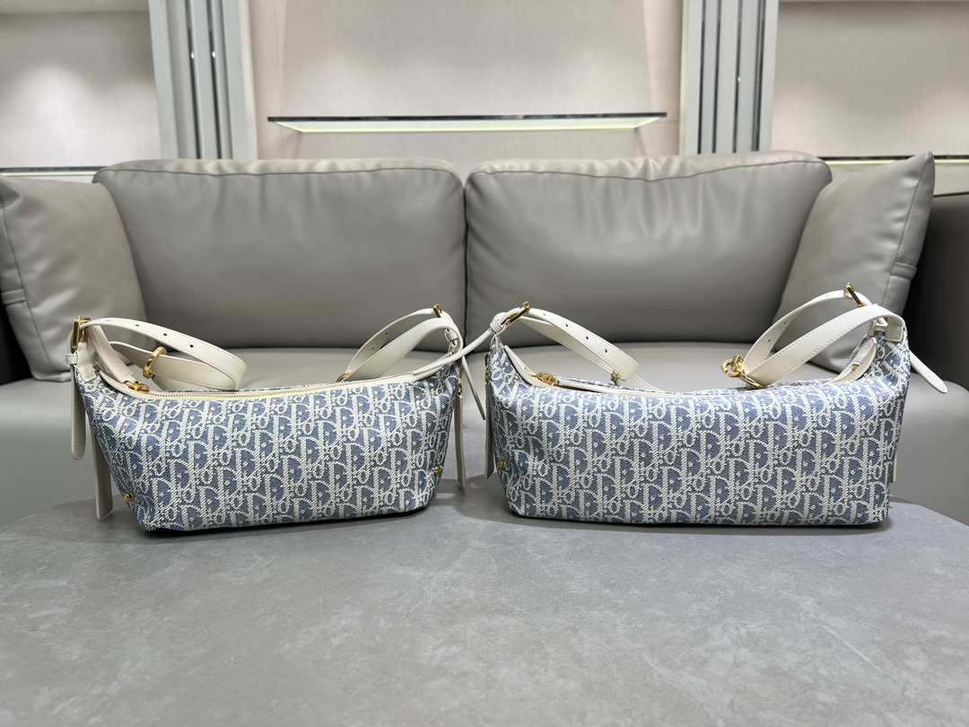 TOP Christian Dior D-Journey Bag 25.5×14.5×14cm/33×16×15cm - Light Blue