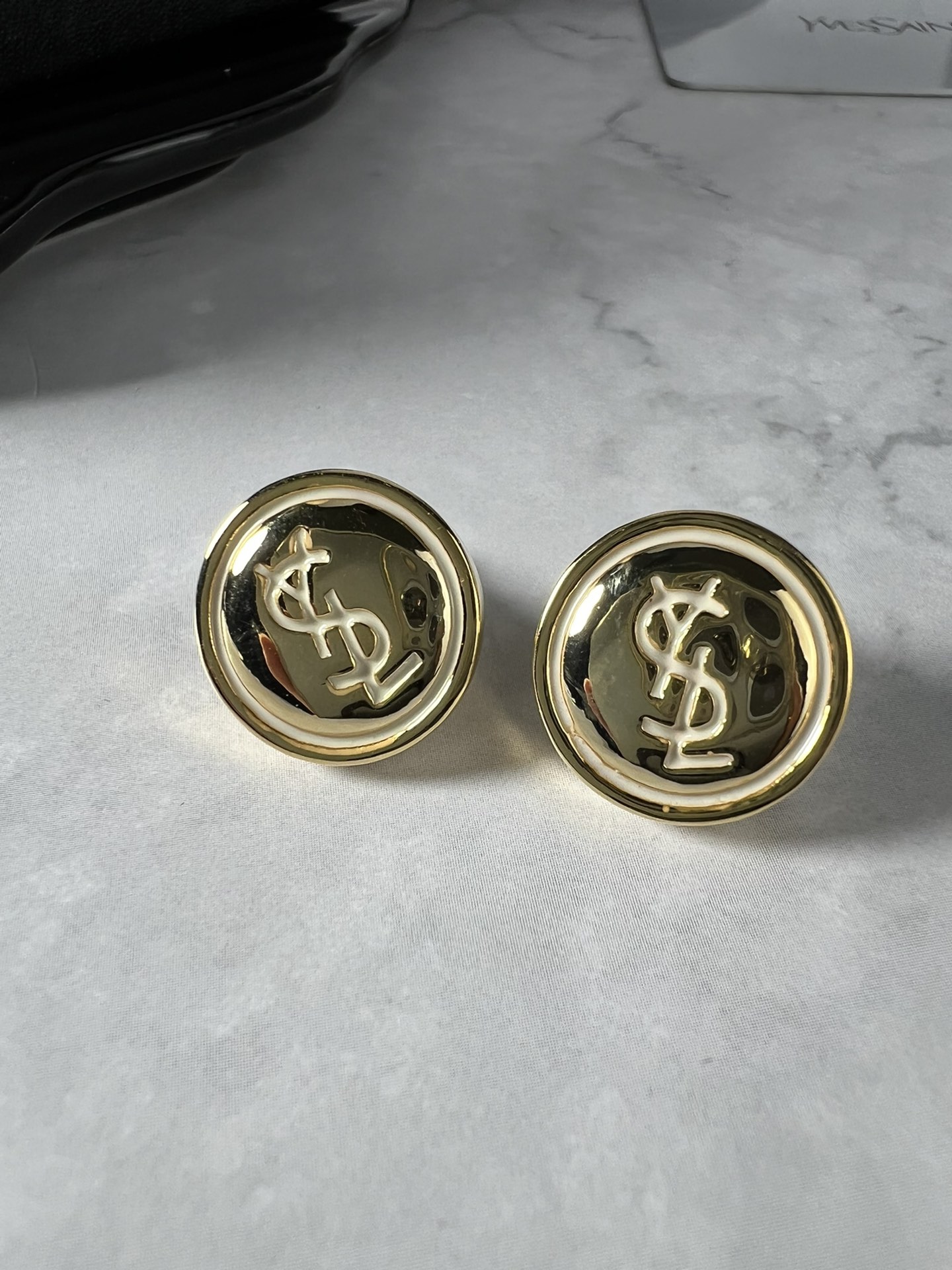 TOP Yves Saint Laurent YSL Coin Earrings