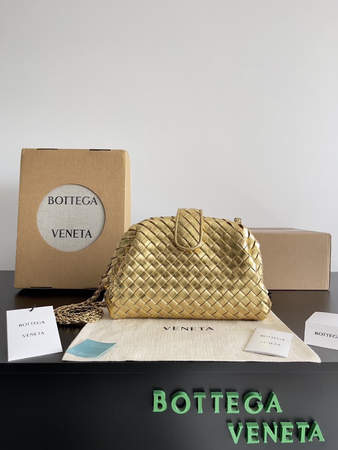 TOP Bottega Veneta BV Lauren 1980 Clutch Bag 27x15x8cm/31.5x16.5x11cm - Gold/Silver