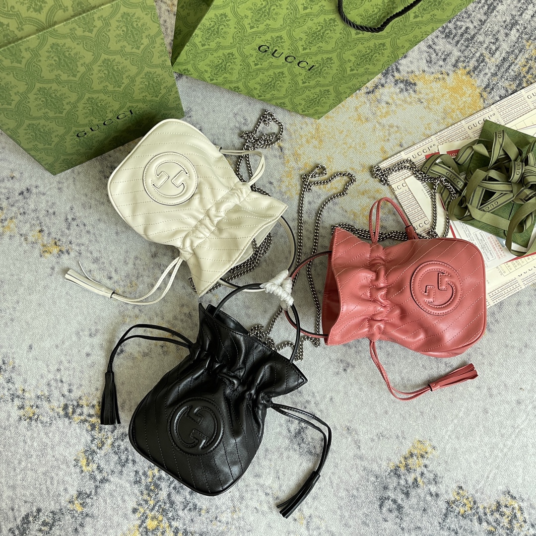 TOP GUCCI Chain Bucket Bags 19X15X8CM - 3 Colors