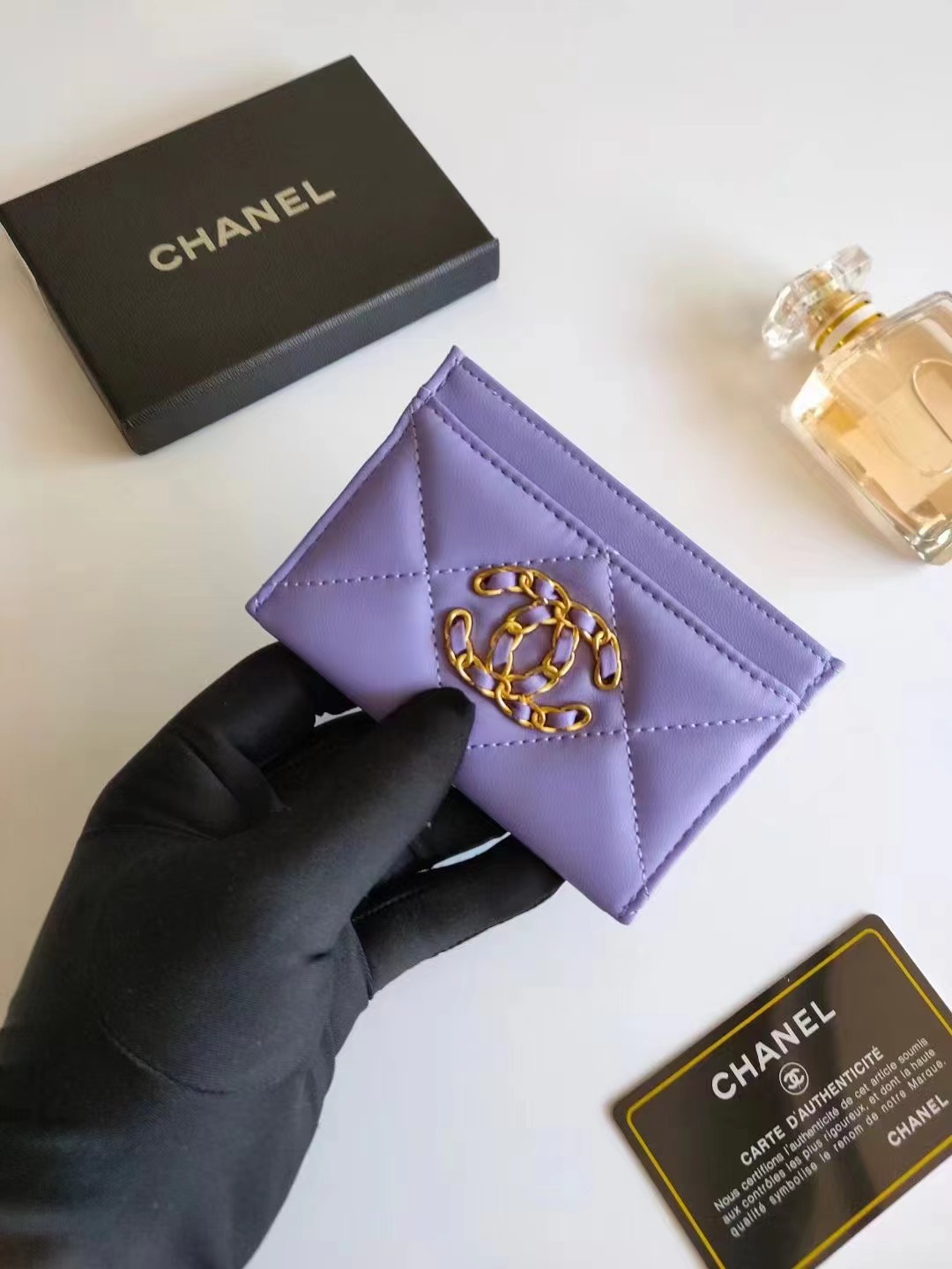 TOP CHANEL Card Holder - GHW - Purple