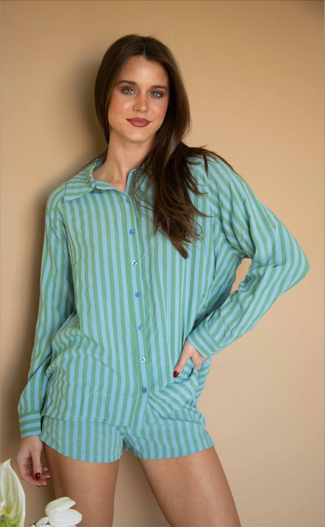 in a perfect world striped set - blue