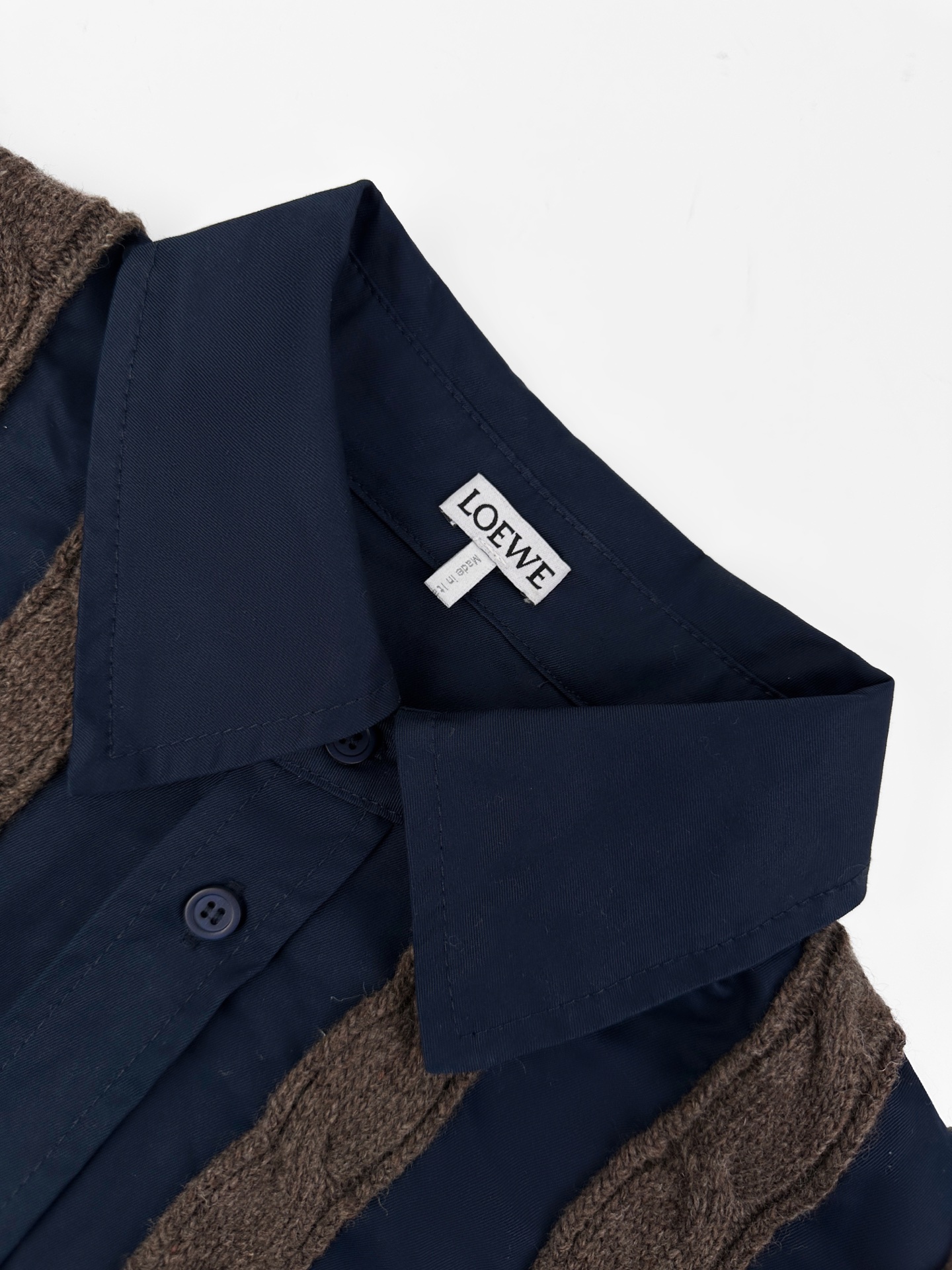Loewe Anagram 刺绣羊毛混搭衬衫